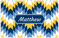 Thumbnail for Personalized Funky Arrows Placemat - Navy and Mustard - Navy Decorative Rectangle Frame -  View