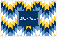 Thumbnail for Personalized Funky Arrows Placemat - Navy and Mustard - Navy Rectangle Frame -  View