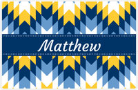 Thumbnail for Personalized Funky Arrows Placemat - Navy and Mustard - Navy Ribbon Frame -  View