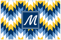 Thumbnail for Personalized Funky Arrows Placemat - Navy and Mustard - Navy Square Frame -  View
