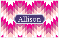 Thumbnail for Personalized Funky Arrows Placemat - Hot Pink and White - Indigo Decorative Rectangle Frame -  View