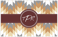 Thumbnail for Personalized Funky Arrows Placemat - Light Brown and Champagne - Brown Circle Frame with Ribbon -  View