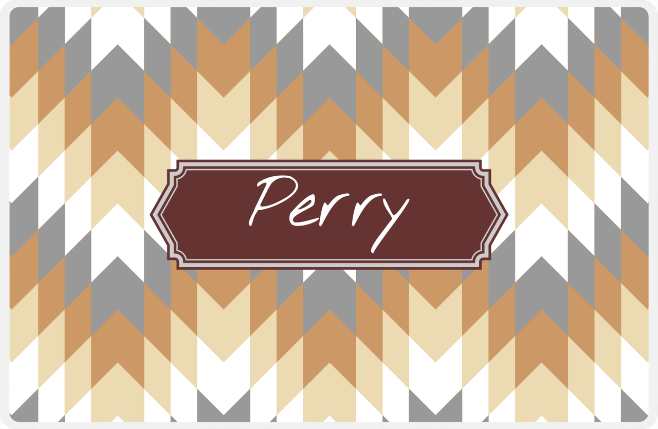 Personalized Funky Arrows Placemat - Light Brown and Champagne - Brown Decorative Rectangle Frame -  View