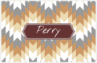 Thumbnail for Personalized Funky Arrows Placemat - Light Brown and Champagne - Brown Decorative Rectangle Frame -  View