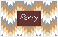Thumbnail for Personalized Funky Arrows Placemat - Light Brown and Champagne - Brown Rectangle Frame -  View