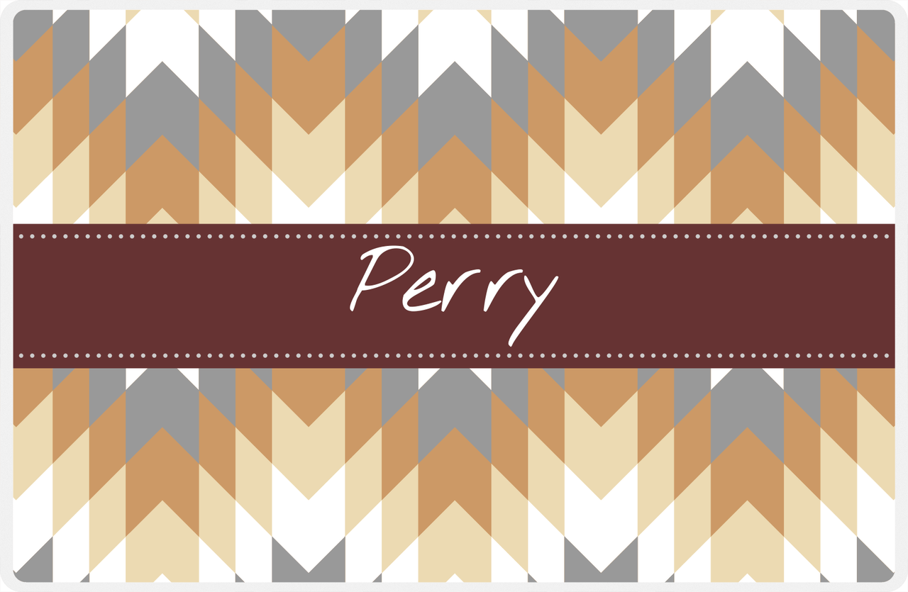 Personalized Funky Arrows Placemat - Light Brown and Champagne - Brown Ribbon Frame -  View