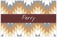 Thumbnail for Personalized Funky Arrows Placemat - Light Brown and Champagne - Brown Ribbon Frame -  View