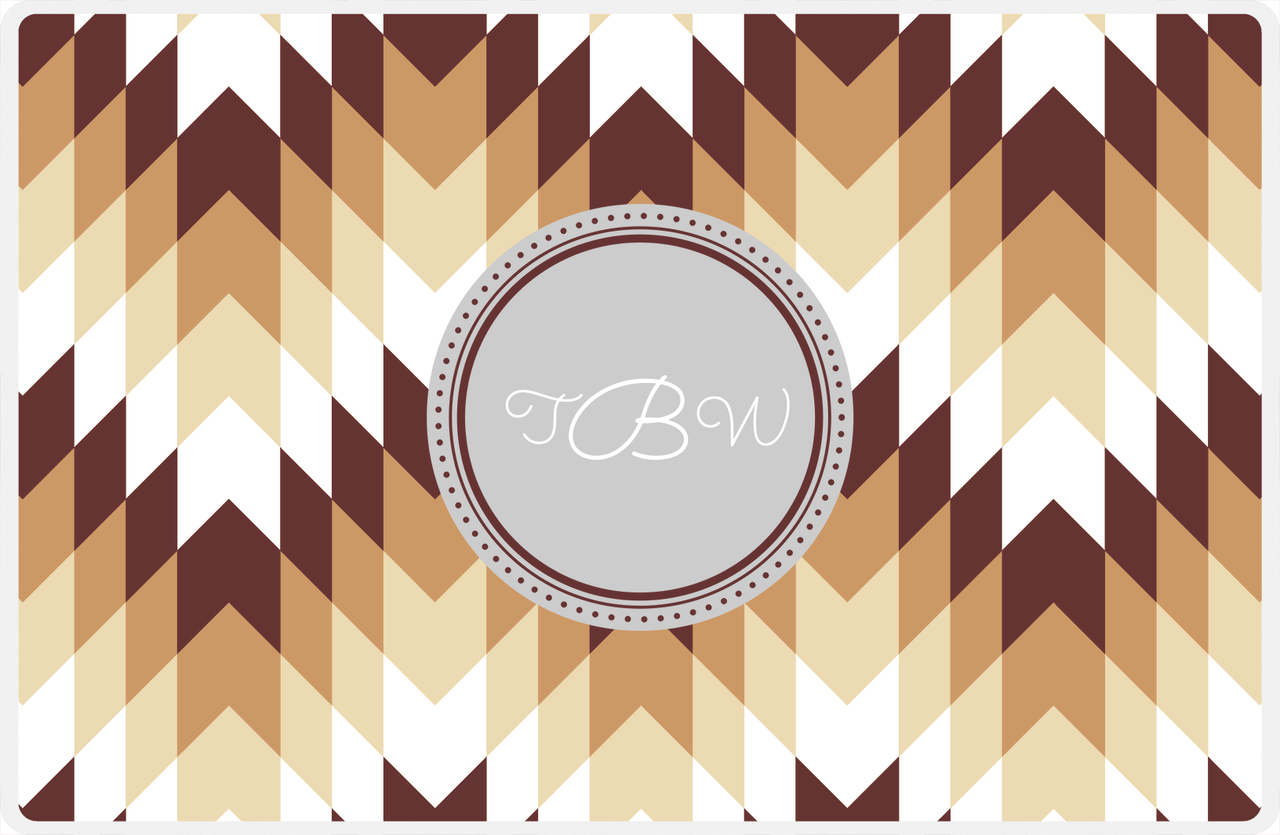 Personalized Funky Arrows Placemat - Brown and White - Light Grey Circle Frame -  View