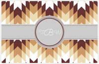 Thumbnail for Personalized Funky Arrows Placemat - Brown and White - Light Grey Circle Frame with Ribbon -  View