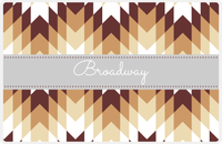 Thumbnail for Personalized Funky Arrows Placemat - Brown and White - Light Grey Ribbon Frame -  View