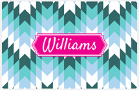 Thumbnail for Personalized Funky Arrows Placemat - Viking Blue and White - Hot Pink Decorative Rectangle Frame -  View