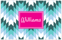 Thumbnail for Personalized Funky Arrows Placemat - Viking Blue and White - Hot Pink Rectangle Frame -  View