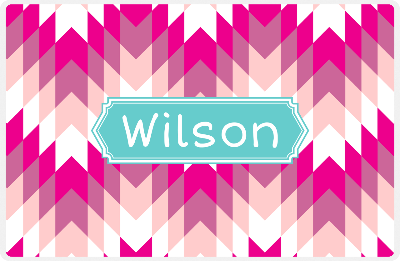 Personalized Funky Arrows Placemat - Hot Pink and White - Viking Blue Decorative Rectangle Frame -  View