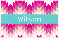 Thumbnail for Personalized Funky Arrows Placemat - Hot Pink and White - Viking Blue Ribbon Frame -  View