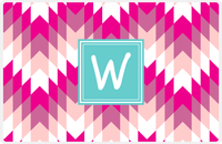 Thumbnail for Personalized Funky Arrows Placemat - Hot Pink and White - Viking Blue Square Frame -  View