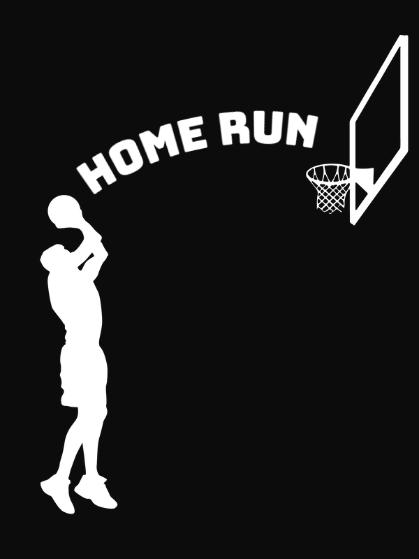 Personalized Funny Basketball T-Shirt - Black - Home Run - Decorate View