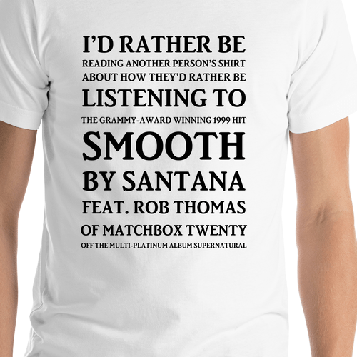 Funny Santana Smooth T-Shirt - White - Shirt Close-Up View