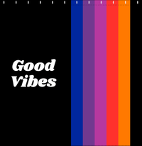 Thumbnail for Personalized Fun Stripes Shower Curtain - Black Background - Good Vibes - Decorate View