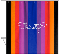 Thumbnail for Personalized Fun Stripes Shower Curtain - Black Background - Thirsty - Hanging View