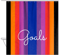 Thumbnail for Personalized Fun Stripes Shower Curtain - Black Background - Goals - Hanging View