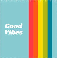 Thumbnail for Personalized Fun Stripes Shower Curtain - Blue Background - Good Vibes - Decorate View