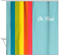 Thumbnail for Personalized Fun Stripes Shower Curtain - Blue Background - On Fleek - Hanging View