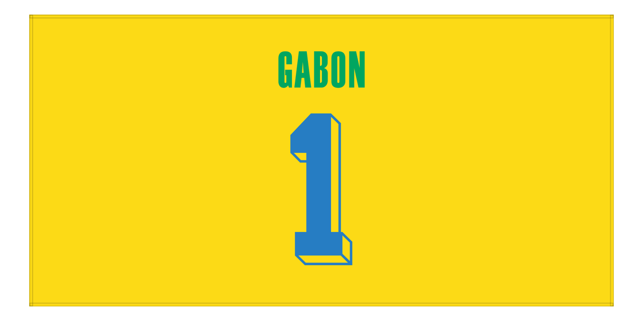 Personalized Gabon Jersey Number Beach Towel - Yellow - Front View