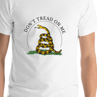 Thumbnail for Gadsden Flag T-Shirt - White - Don't Tread On Me - Shirt Close-Up View