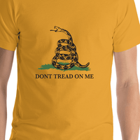 Thumbnail for Gadsden Flag T-Shirt - Mustard - Don't Tread On Me - Shirt Close-Up View