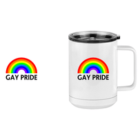 Thumbnail for Personalized Gay Pride Rainbow Coffee Mug Tumbler with Handle (15 oz) - Design View