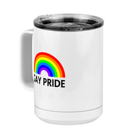 Thumbnail for Personalized Gay Pride Rainbow Coffee Mug Tumbler with Handle (15 oz) - Front Left View