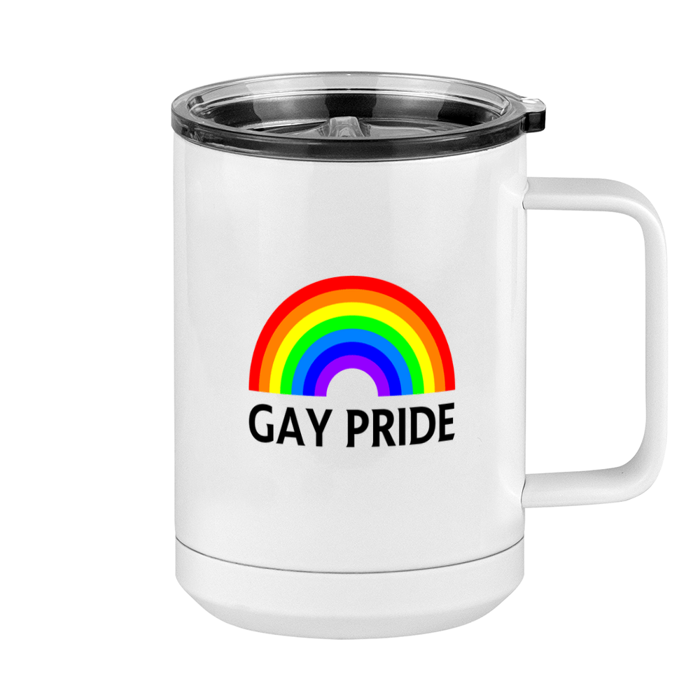 Personalized Gay Pride Rainbow Coffee Mug Tumbler with Handle (15 oz) - Right View