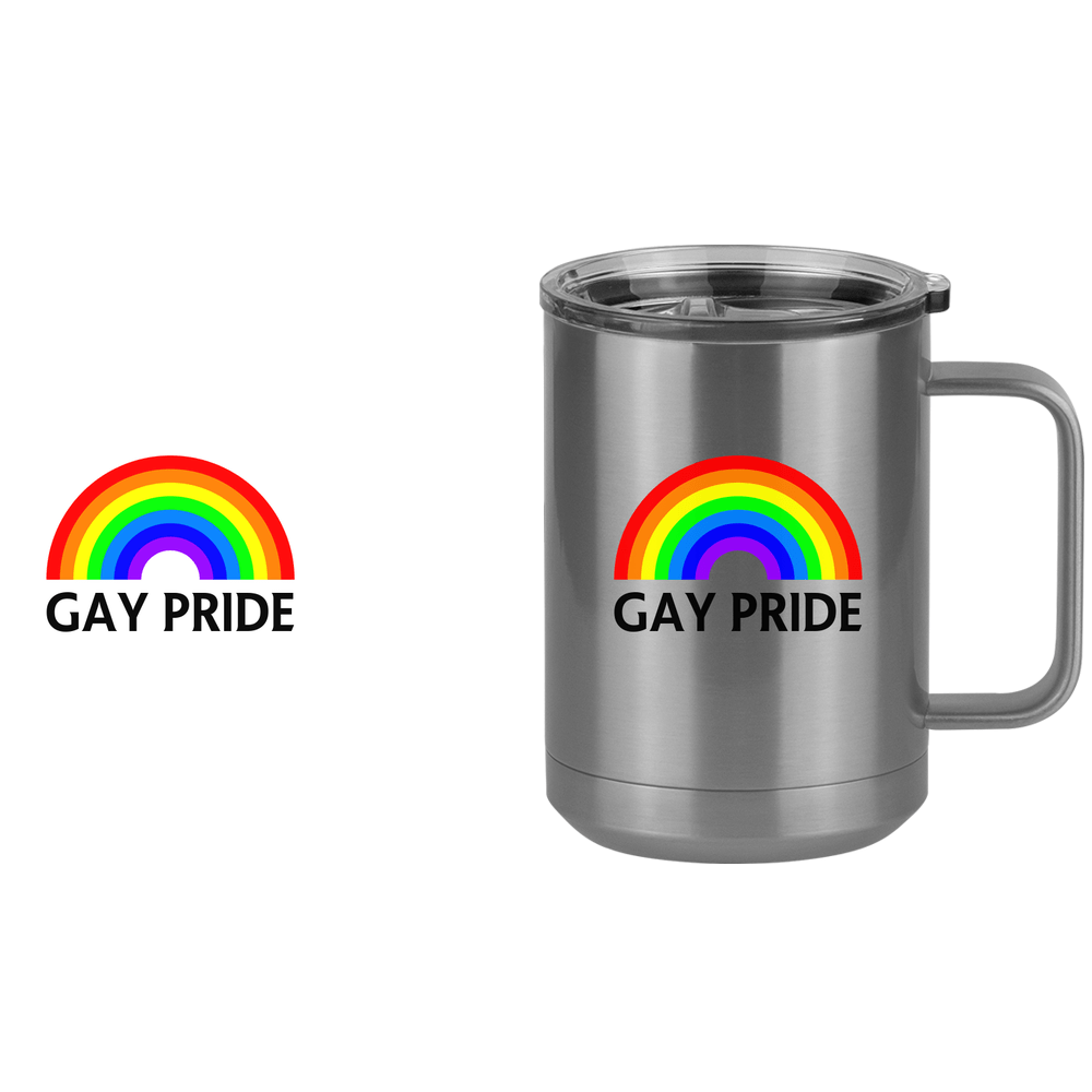 Personalized Gay Pride Rainbow Coffee Mug Tumbler with Handle (15 oz) - Design View