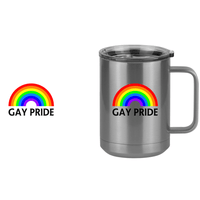 Thumbnail for Personalized Gay Pride Rainbow Coffee Mug Tumbler with Handle (15 oz) - Design View