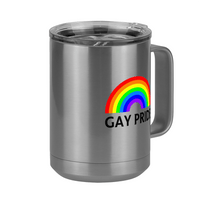 Thumbnail for Personalized Gay Pride Rainbow Coffee Mug Tumbler with Handle (15 oz) - Front Right View