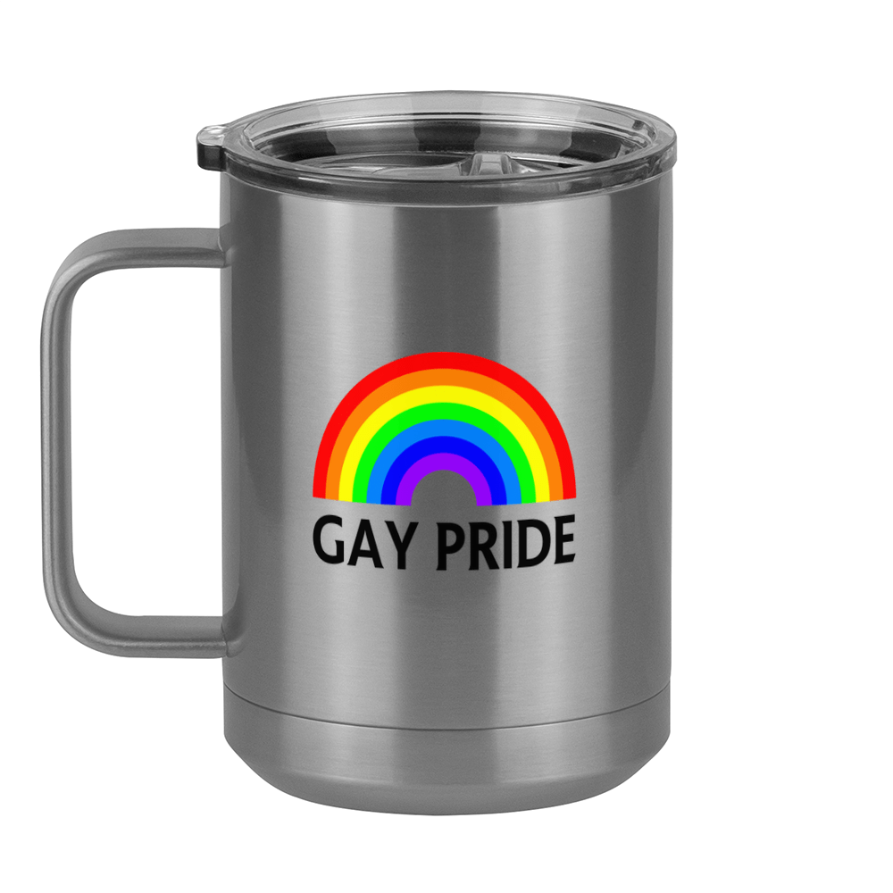 Personalized Gay Pride Rainbow Coffee Mug Tumbler with Handle (15 oz) - Left View