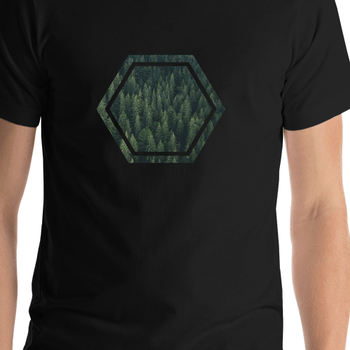 Geometric Forest T-Shirt - Black - Shirt Close-Up View