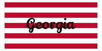 Thumbnail for Personalized Georgia Striped Beach Towel - Red and White - Front View