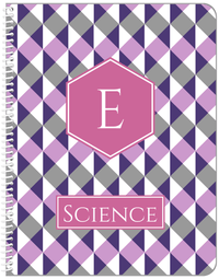 Thumbnail for Personalized Geo Squared Notebook - Purple and Grey - Hexagon Nameplate - Front View