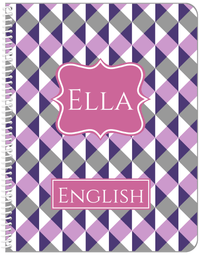 Thumbnail for Personalized Geo Squared Notebook - Purple and Grey - Fancy Nameplate - Front View
