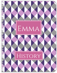 Thumbnail for Personalized Geo Squared Notebook - Purple and Grey - Rectangle Nameplate - Front View