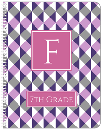 Thumbnail for Personalized Geo Squared Notebook - Purple and Grey - Square Nameplate - Front View