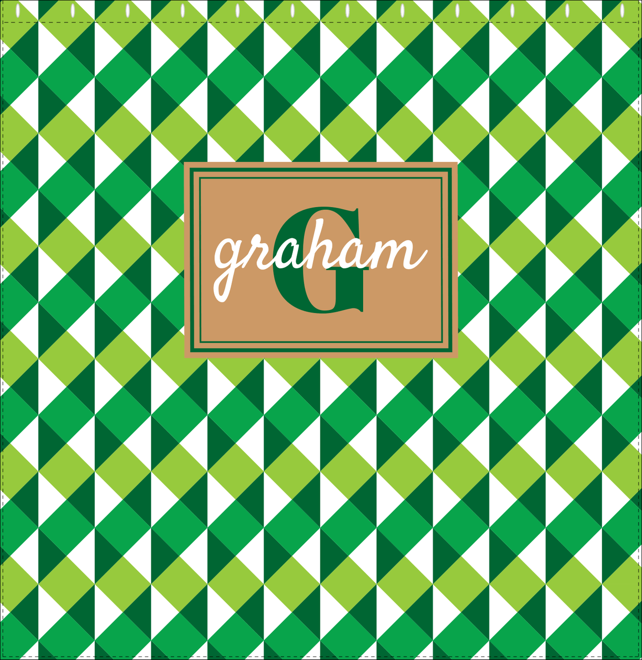 Personalized Geo Squared Shower Curtain - Green - Rectangle Nameplate - Decorate View