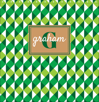Thumbnail for Personalized Geo Squared Shower Curtain - Green - Rectangle Nameplate - Decorate View