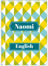 Thumbnail for Personalized Geo Squared Journal - Blue and Yellow - Decorative Rectangle Nameplate - Front View