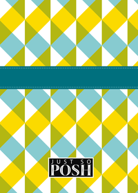Thumbnail for Personalized Geo Squared Journal - Blue and Yellow - Ribbon Nameplate - Back View