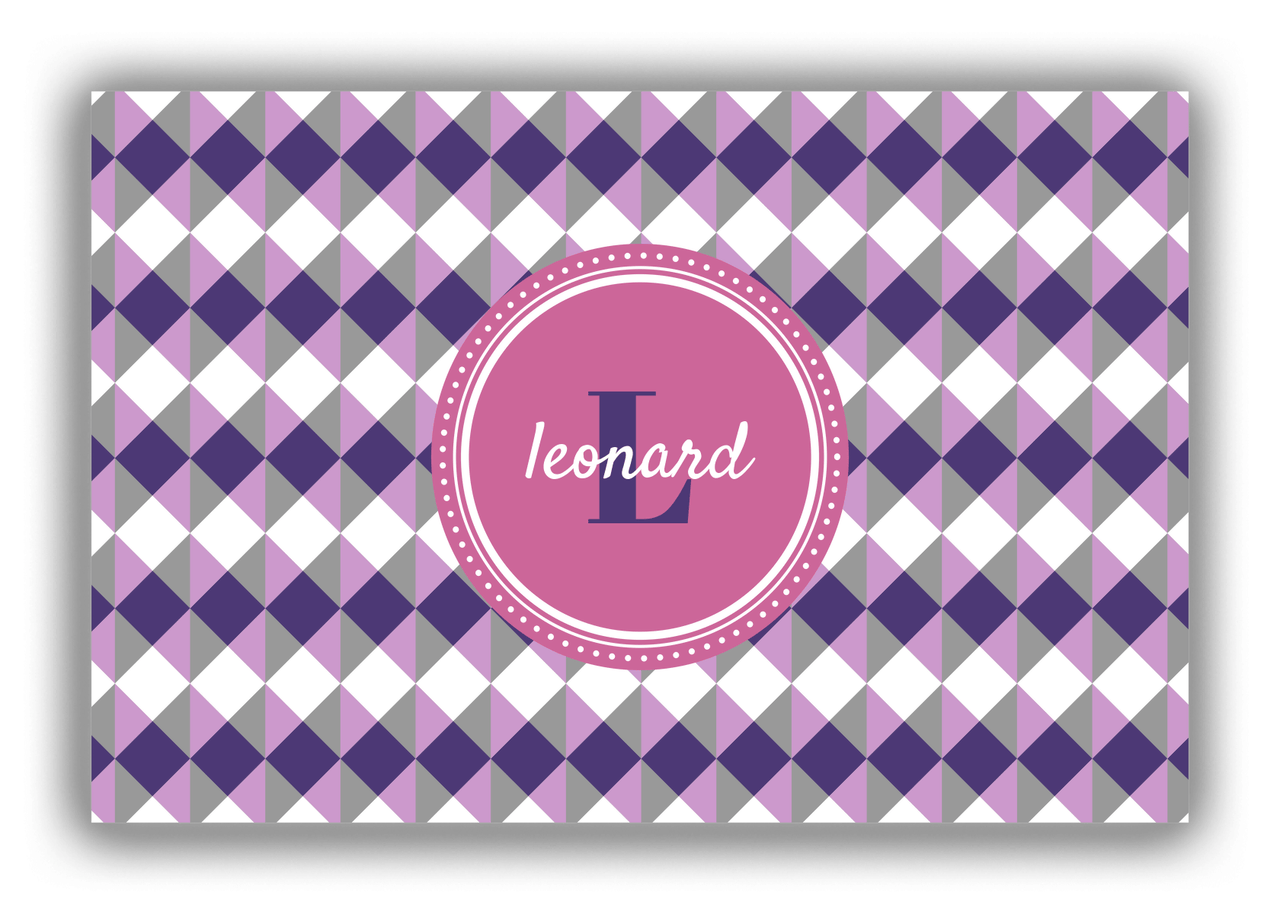 Personalized Geo Squared Canvas Wrap & Photo Print - Purple with Circle Nameplate - Front View