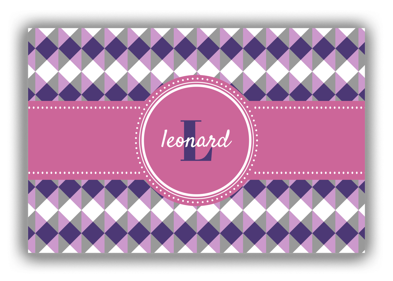 Personalized Geo Squared Canvas Wrap & Photo Print - Purple with Circle Ribbon Nameplate - Front View