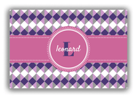 Thumbnail for Personalized Geo Squared Canvas Wrap & Photo Print - Purple with Circle Ribbon Nameplate - Front View