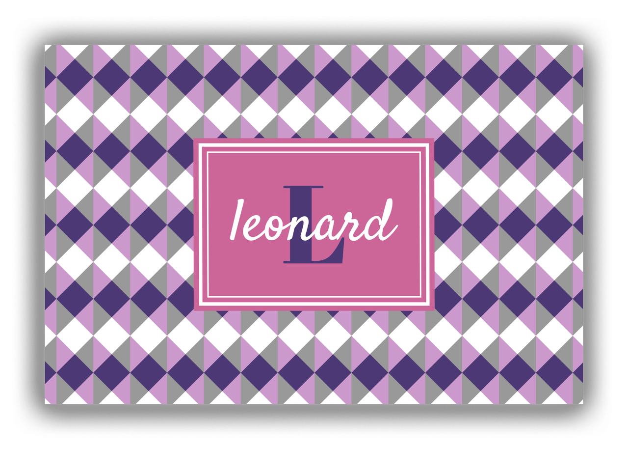 Personalized Geo Squared Canvas Wrap & Photo Print - Purple with Rectangle Nameplate - Front View